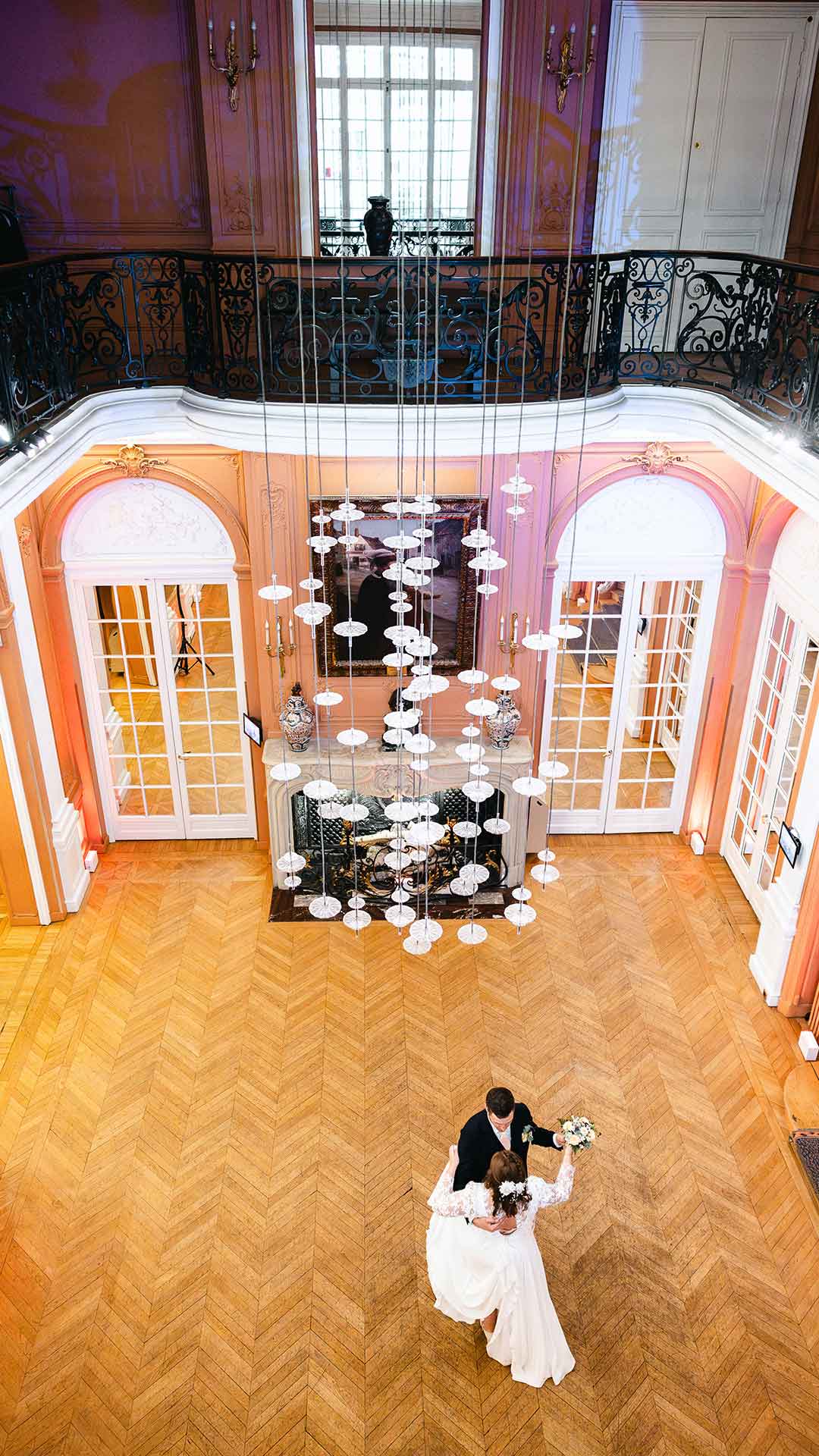 Photo d'une salle de bal de mariage vue du dessus