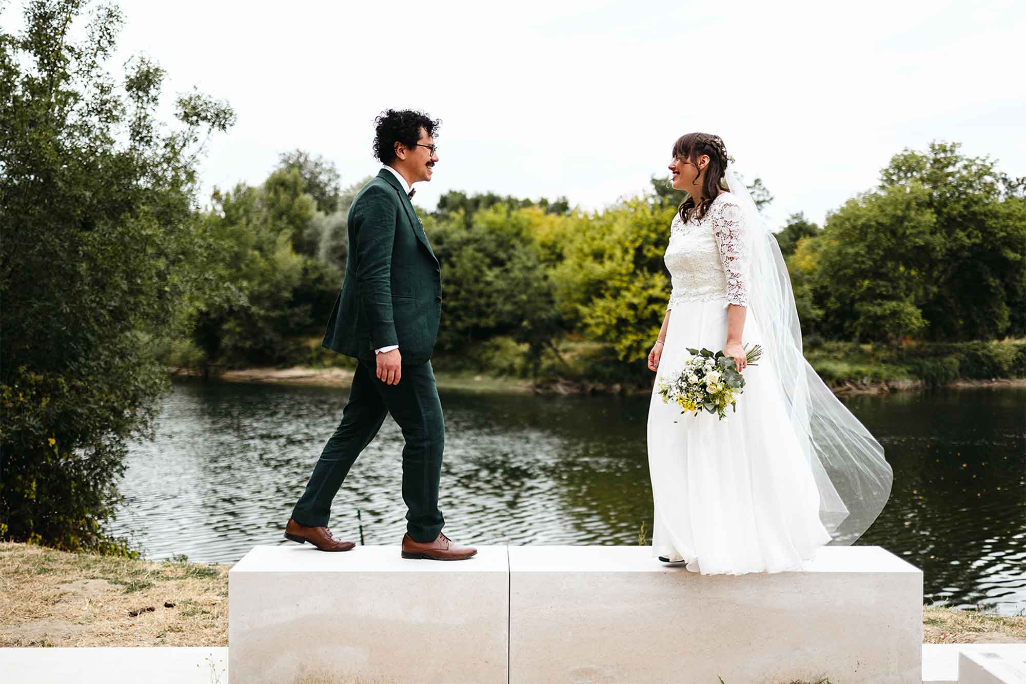 Photos mariés sur un podium